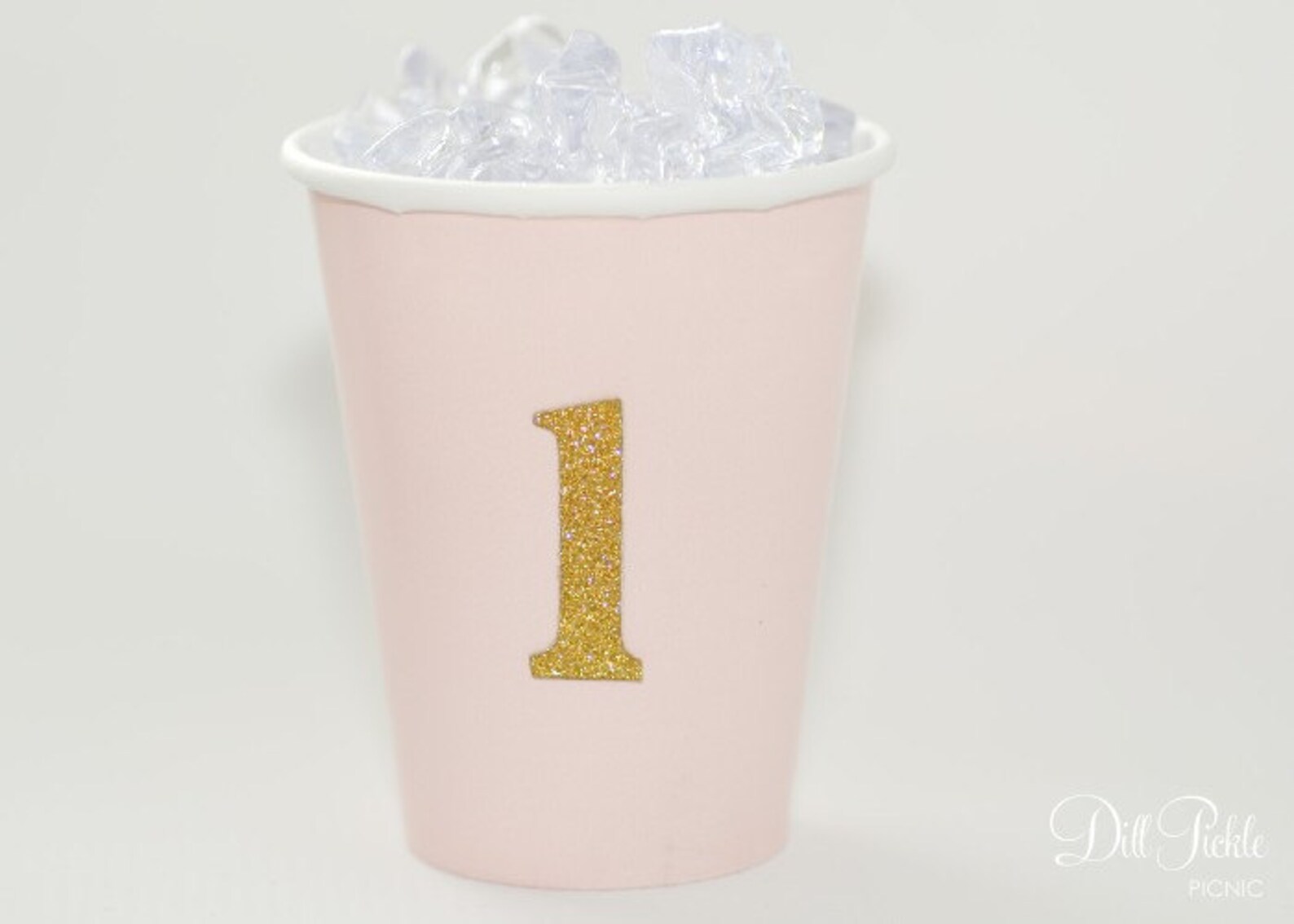 Pink Paper Party Cups with Gold Glitter Number or Monogram 9 Etsy