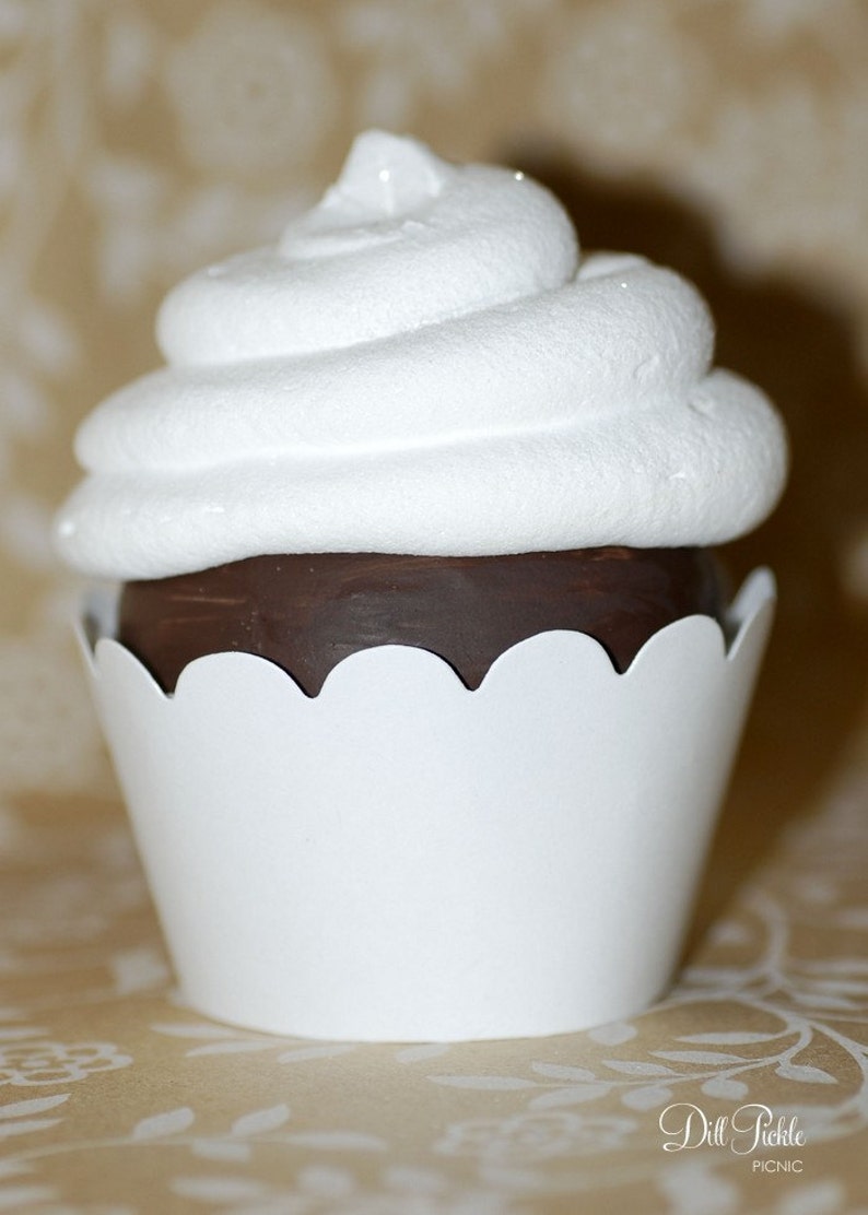 White Cupcake Wrappers Wraps Set of 25 Standard or Mini Etsy