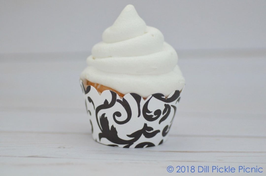 Black & White Damask Cupcake Wrappers Standard Cupcake Wraps Set of 12