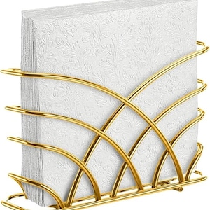 Modern Napkin Holder for Dining Table and Kitchen - Tissue Paper Stand for Home Décor, Restaurant, Dispenser Organizer (Gold)