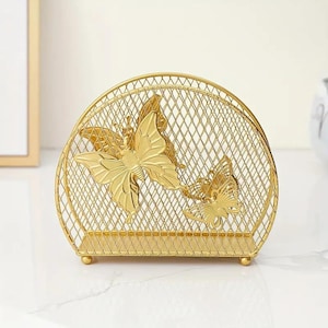 Modern Napkin Holder for Dining Table and Kitchen - Tissue Paper Stand for Home Décor, Restaurant, Dispenser Organizer (Gold)