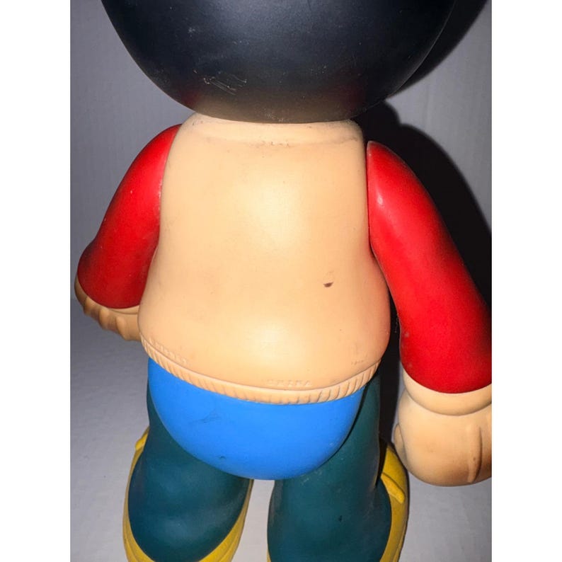 Vintage Disney Mickey Mouse 12 Inch Vinyl Figure Baseball Outfit Red Cap M Logo image 3