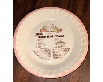 Vintage Watkins 1981 Deep Dish Pizza Rezept Pfanne Keramik Geriffelte 11 Zoll 6297 USA