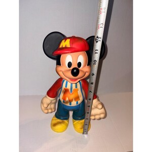 Vintage Disney Mickey Mouse 12 Inch Vinyl Figure Baseball Outfit Red Cap M Logo image 5