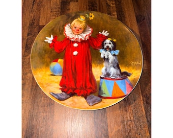 Piatto da collezione Reco Tommy the Clown del 1982, John McClelland Children's Circus, 9,25 pollici.