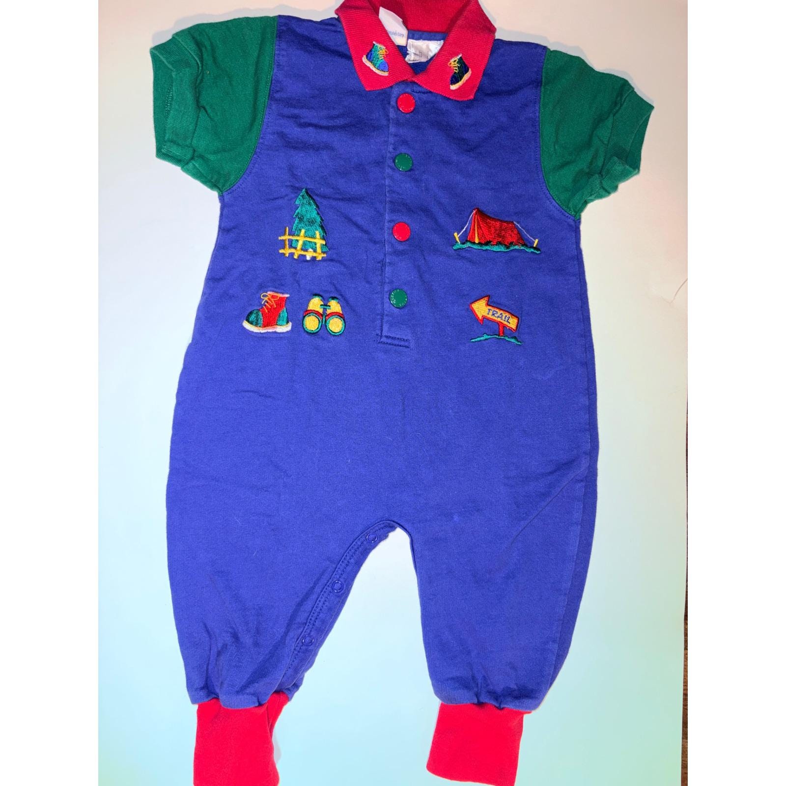 Vintage Mckids Baby Toddler Blue Camping Adventure All-in-one 
