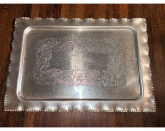 Admiration Products Co. Taca do serwowania z kutego aluminium w stylu vintage z wytłoczonym wzorem kwiatowym