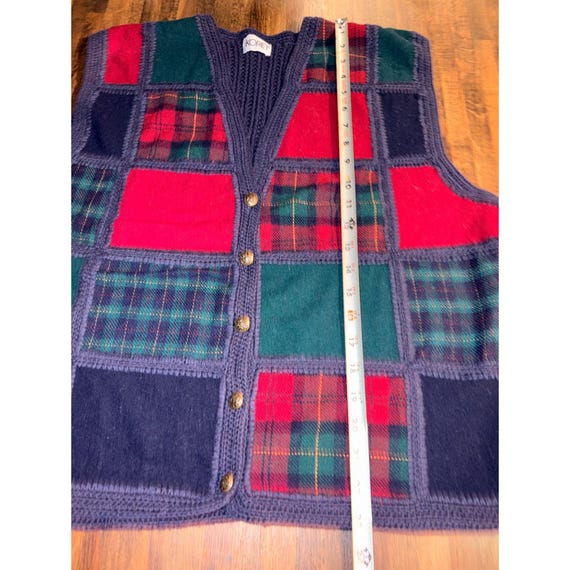 Koret Vintage Patchwork Plaid Wool Blend Sweater … - image 3