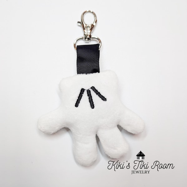 PLUSH GLOVE HAND Mouse Key Chain / Keychain Clips/ Theme Park Bag Charms/ Keychain/ Purse Dangle/ Bag Accessories