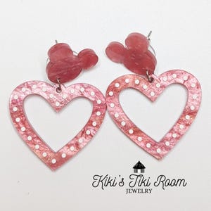 HEART MOUSE Acrylic Earrings/ Disney Jewelry/ Disney Earrings/ Stud Earrings/ Dangle Drop Jewelry