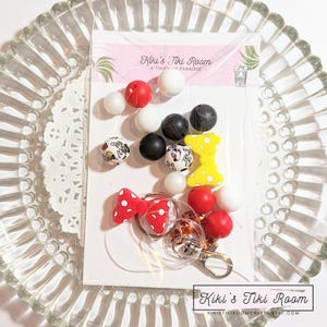 MICKEY KIT Keychain WRISTLET Silcone Beaded Key Ring Bracelet