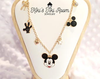 MICKEY MOUSE Pendant Disney Charm Necklace/ Charm Necklace/ Disney Jewelry/ Disney Charm Necklace