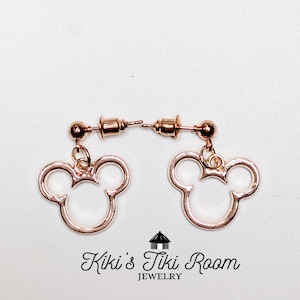 MOUSE HEAD Gold Drop Stud Earrings / Custom Jewelry/ Disney Jewelry/ Gold Earrings/ Mouse Earrings