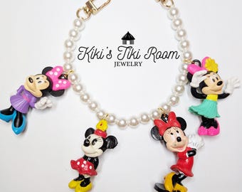 Cadena para bolso pequeño MINNIE PEARL / Clips para llavero / Cadena para bolso de parque temático / Colgante para bolso / Accesorios para bolso / Cadena para bolso de mujer / Cadena para bolso