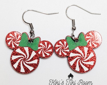 Pendientes acrílicos de cabeza roja con diseño de ratón de menta/Joyería Disney/Joyería colgante Disney/Joyería colgante con forma de gota