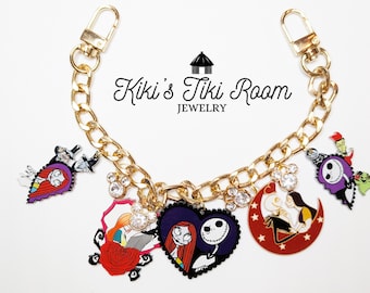 Cadena para bolso pequeño JACK & SALLY / Clips para llavero / Cadena para bolso de parque temático / Colgante para bolso / Accesorios para bolso / Cadena para bolso de mujer / Cadena para bolso