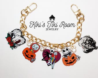 JACK & SALLY #2 Cadena para bolso pequeño / Clips para llavero / Cadena para bolso de parque temático / Colgante para bolso / Accesorios para bolso / Cadena para bolso de mujer / Cadena para bolso