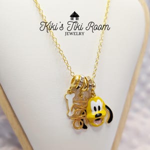 プルートのロングペンダント ディズニーチャームネックレス／チャームネックレス／ディズニージュエリー／ディズニーチャームネックレス