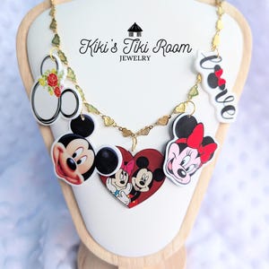 MICKEY & MINNIE Heart Chain Disney Charm Necklace/ Charm Necklace/ Disney Jewelry/ Disney Charm Necklace