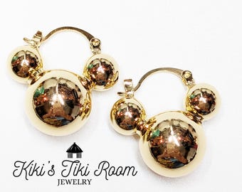 CHUNKY BEAD Gold Hoop Mouse Earrings / Custom Jewelry/ Disney Jewelry/ Gold Earrings/ Mouse Earrings