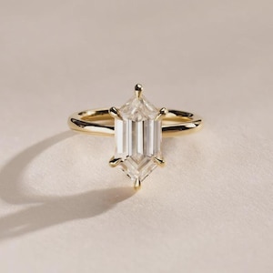 3,50 carats solitaire ovale coupe hexagonale Moissanite cadeau d&#39;anniversaire de mariage bague de mariage délicate bague personnalisée pour toutes les occasions,