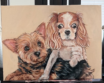 Hand-Painted Custom Pet Portrait – Dog & Cat Memorial Artwork