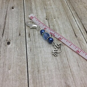 Dove Zipper Pull Charm Jewelry Purse or Key Chain Charm Removable Stitch Marker , Mother's Day Gift image 4