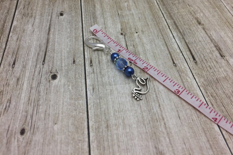 Dove Zipper Pull Charm Jewelry Purse or Key Chain Charm Removable Stitch Marker , Mother's Day Gift image 4