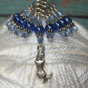 Mermaid Stitch Marker Set for Knitting or Crochet, Snag Free Beach Stitch Markers for Knitters,   Birthday Gift for Knitting Wife