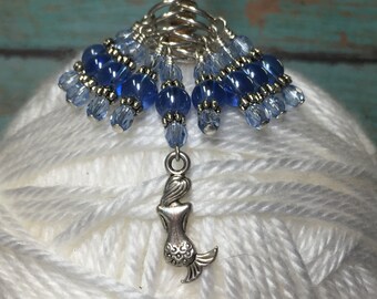 Mermaid Stitch Marker Set for Knitting or Crochet, Snag Free Beach Stitch Markers for Knitters,   Birthday Gift for Knitting Wife