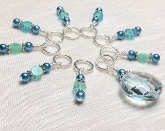 Teal Stitch Marker Set for Knitting, Gifts For Knitters, Snag Free,   Birthday Gift for Knitter