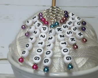 Increase Decrease Reminder Stitch Markers - Letter Stitch Markers - Knitting Abbreviations Markers,   Birthday Gift for Knitter