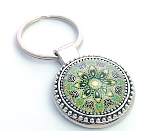 Handmade Mandala Keychain for Women, Ladies Handbag Charm, Key Ring, New Car Gift, Graduation Gift