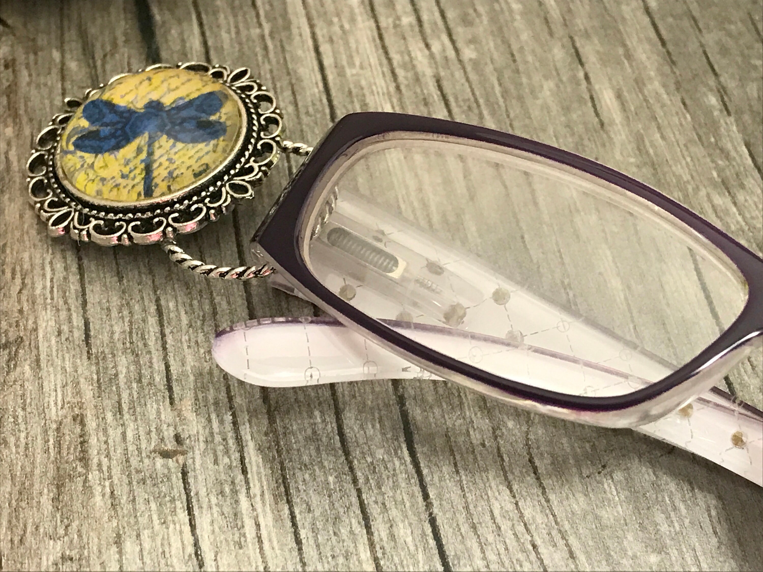 Blue Dragonfly Eyeglass Holder Brooch ID Badge Etsy