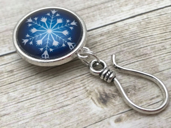Handmade Magnetic Snowflake Portuguese Knitting Pin ID Badge Holder