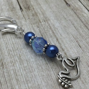 Dove Zipper Pull Charm Jewelry Purse or Key Chain Charm Removable Stitch Marker , Mother's Day Gift image 3