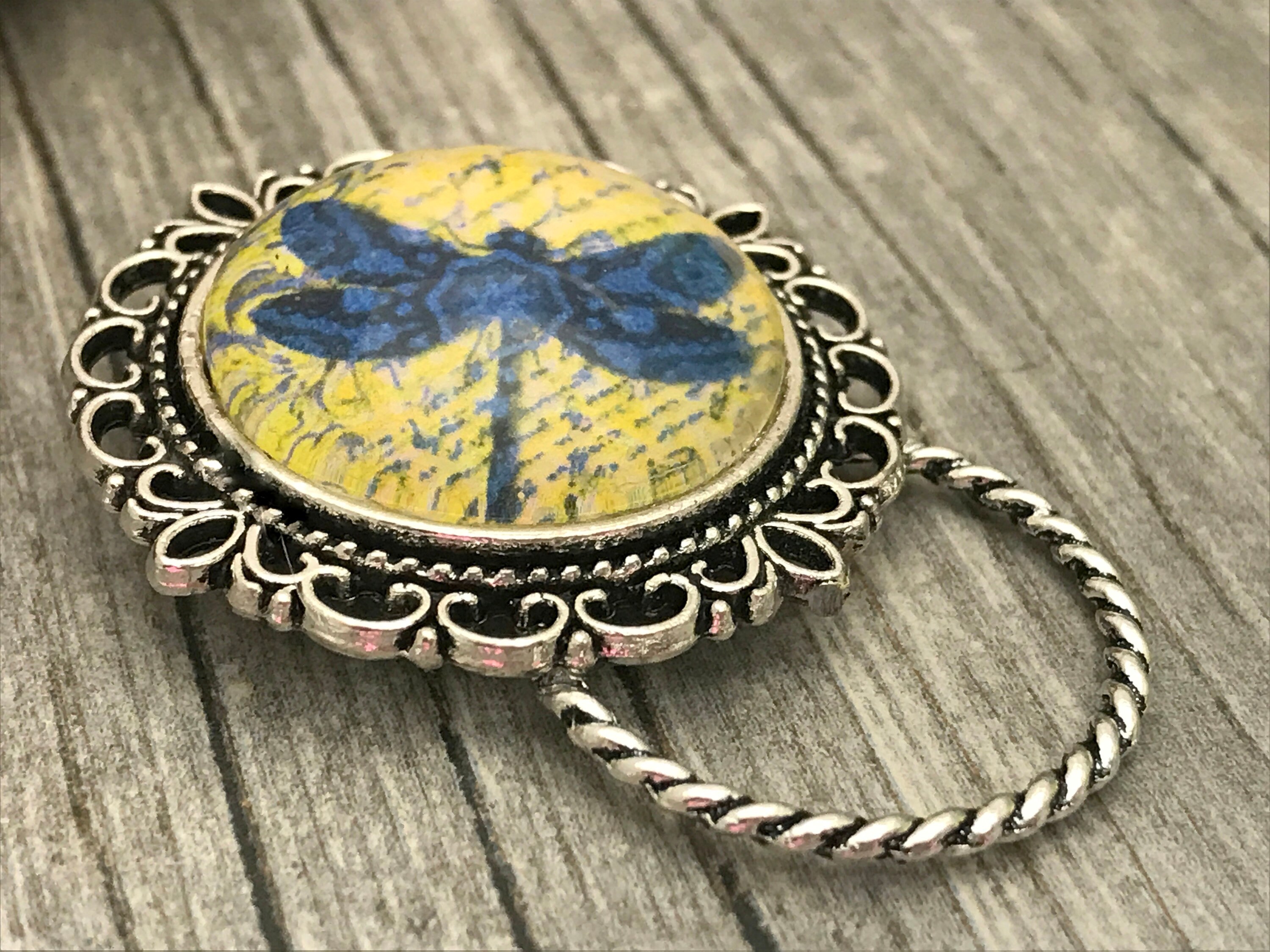 Blue Dragonfly Eyeglass Holder Brooch ID Badge Etsy