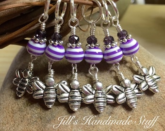 Bee Stitch Markers for Knitting, Crochet Marker Option, Gifts for Knitters, Mother's Day Gift