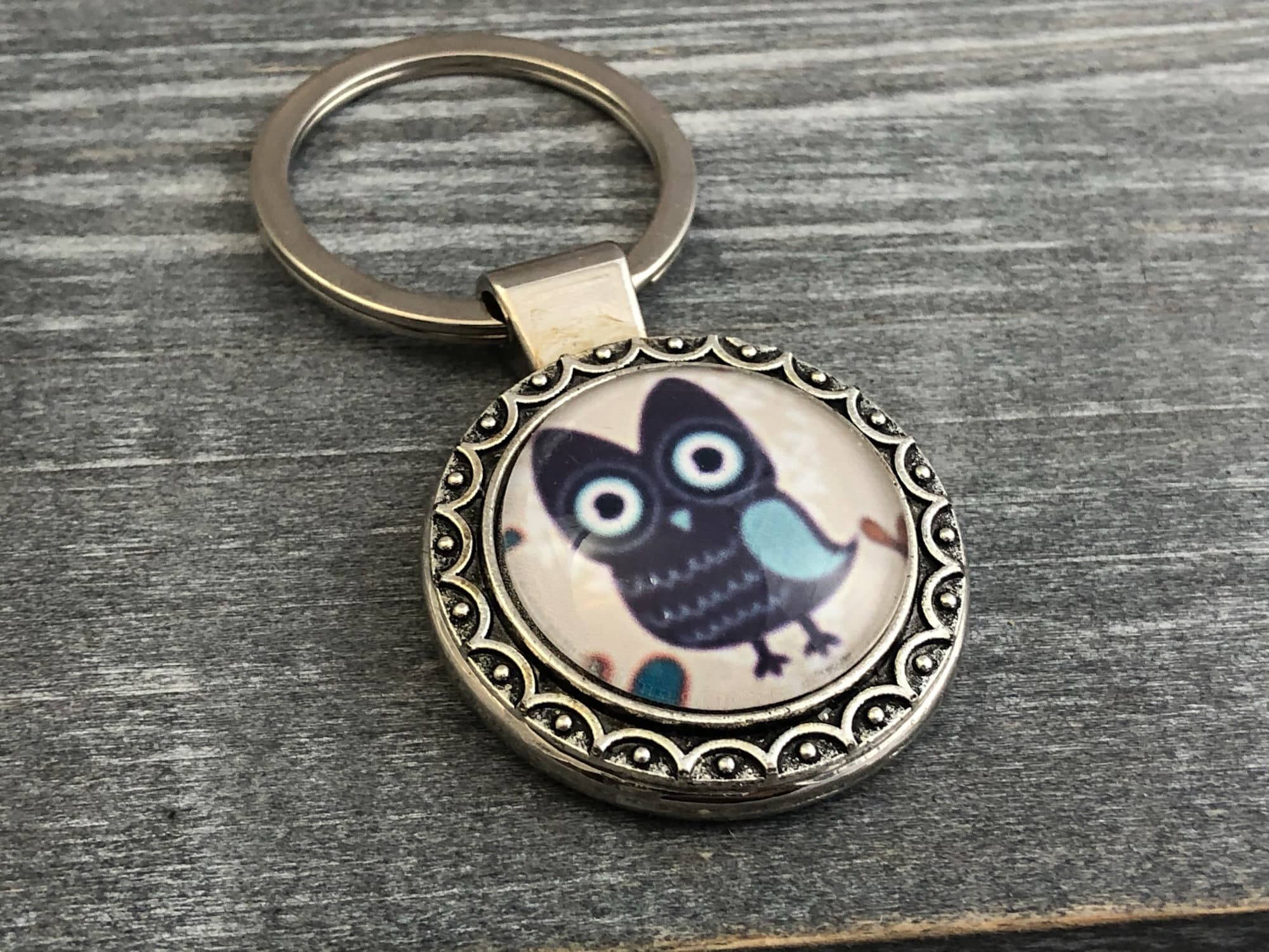 Rustic Owl Keychain: Women's Handbag Charm