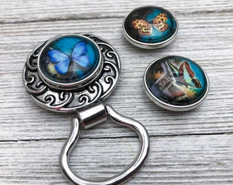 Butterflies  Eyeglass Holder Brooch with 3 Interchangeable Designs |  | ID Holder, Mother's Day Gift