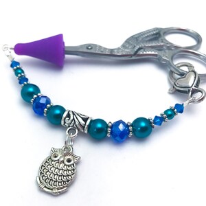 Chubby Owl Scissor Fob for Embroidery Scissors, Gift for Quilter, Scissor Charm, Birthday Gift for Quilter