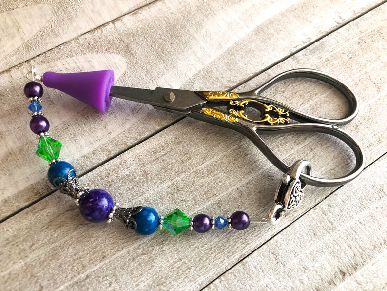Beaded Scissor Fob with Tip Cover for Small Scissors Sewing Accessory Gift, Birthday Gift for Quilter image 9