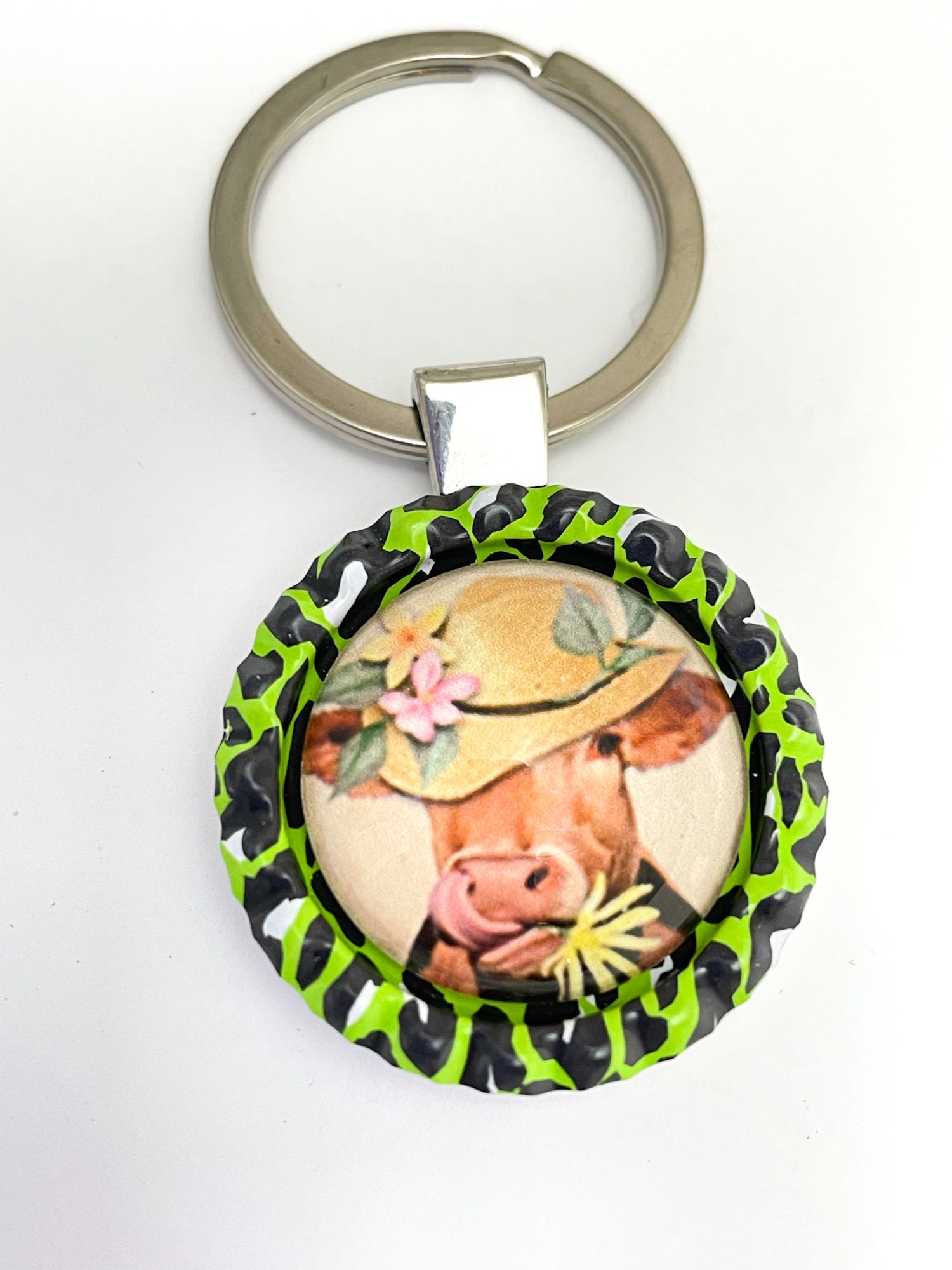 GEMOCHY Cute Cow Keychain - Farm Animal Keyring For Women, Cow Print Car Key Accessories, Fun Gift For Girls & Teens - View #3