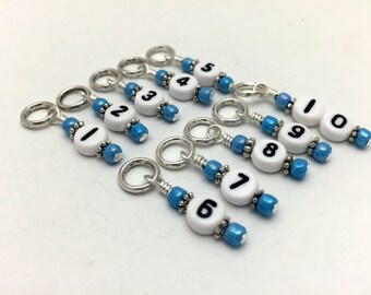 Marcadores de puntos numéricos: contador de filas de tejido sin enganches