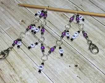 Row Counting Chain, Number Stitch Markers, Beaded Knitting Row Counter, Gift for Knitters