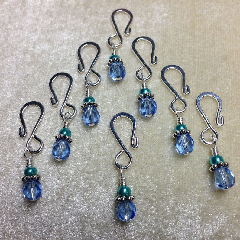 Progress Keepers Gifts for Knitter Beaded Stitch Marker Set of 8 Removable Stitch Markers with Open Hooks for Knitting and Crochet