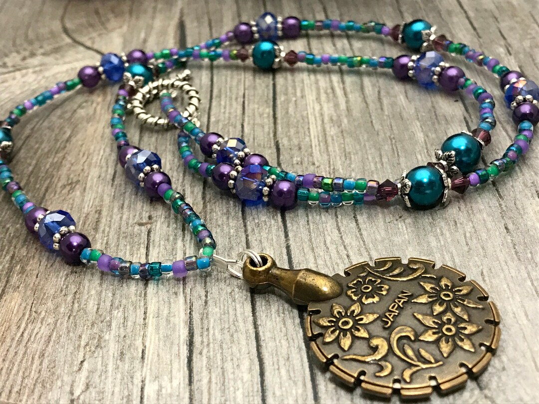 Beaded Thread Cutter Necklace for Women, Sewing Notions Jewelry