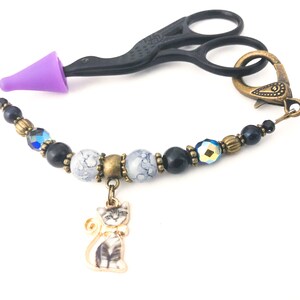 Tabby Cat Scissor Fob for Embroidery Scissors, Gift for Quilter, Birthday Gift for Quilter