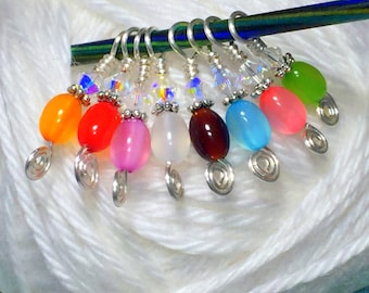 Jelly Beans Stitch Marker Set for Sock Knitters - Snag Free Beaded Knitting Markers - Gift for Knitters, Mother's Day Gift