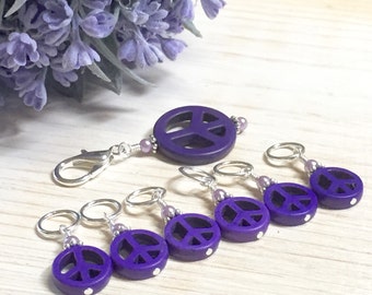 Peace Sign Stitch Marker Holder & Snag Free Stitch Markers | Knitting Gift |, Mother's Day Gift